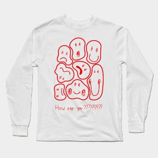 Red Faces Front Long Sleeve T-Shirt